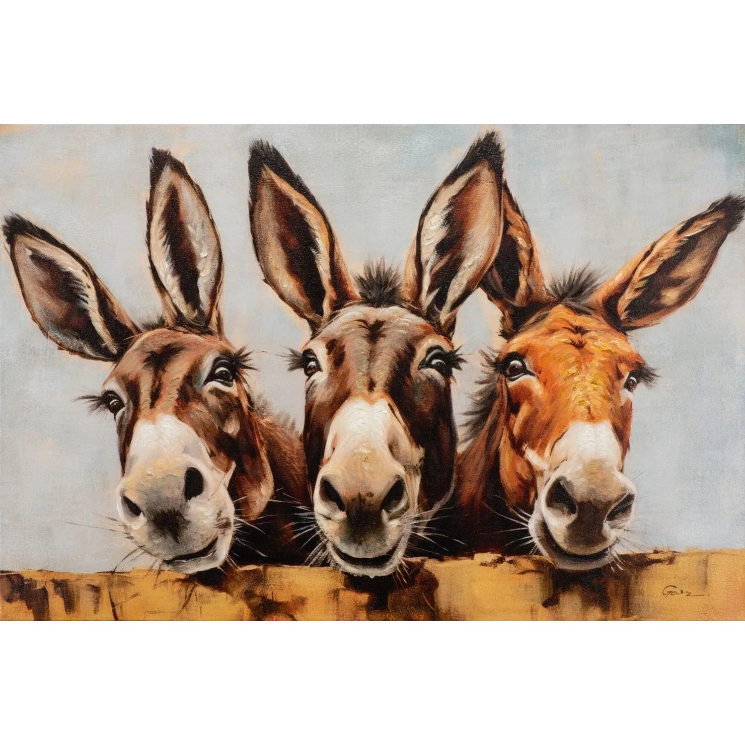 Art Universe Leinwandbild Curious Donkeys 80 x 120 cm