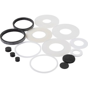 KÖRO Dichtungsset, 16-teilig für Spülkästen, verschiedene Dichtungsringe in Weiß und Schwarz.