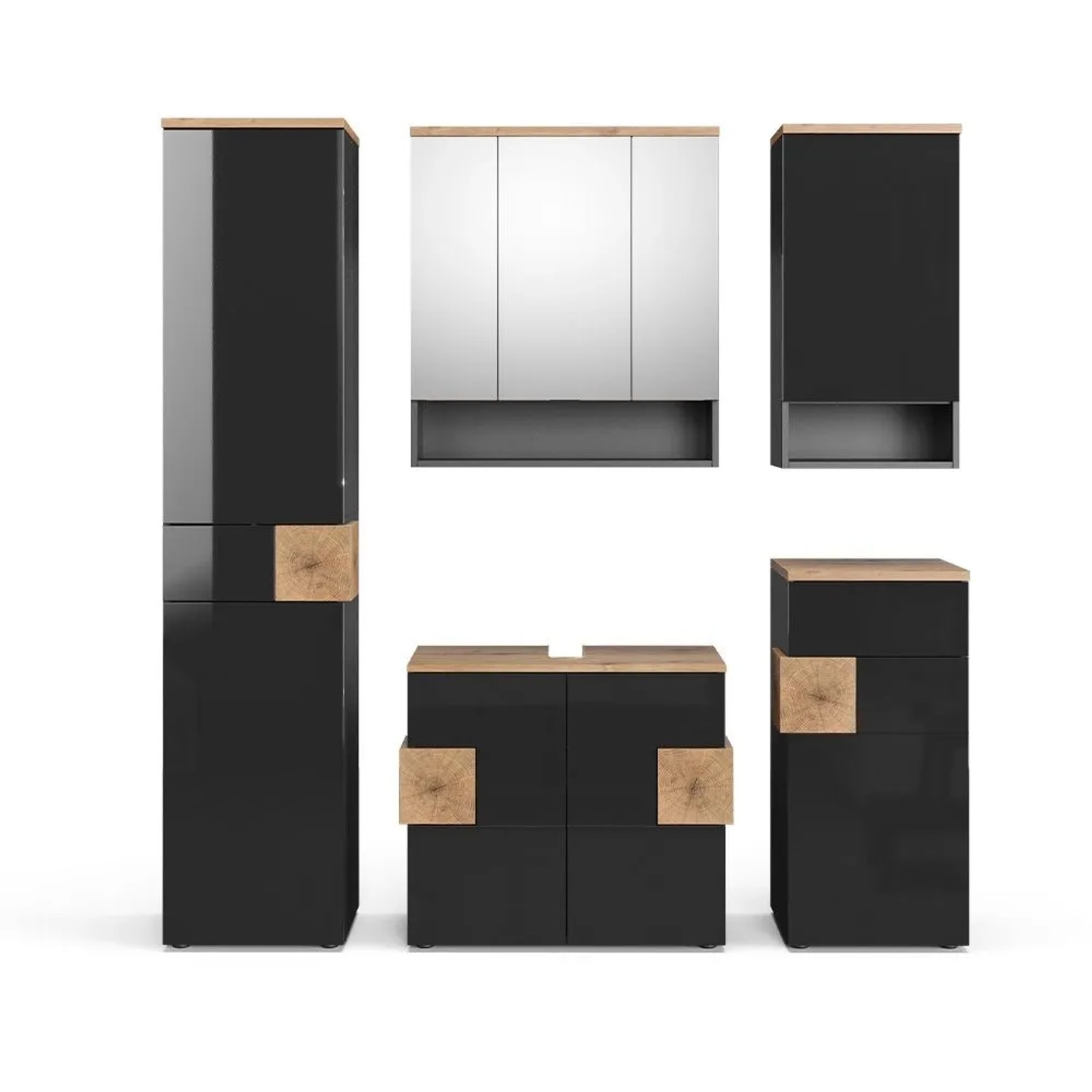 Vicco Badmöbel-Set Eden Anthrazit 75 x 64 5-teilig