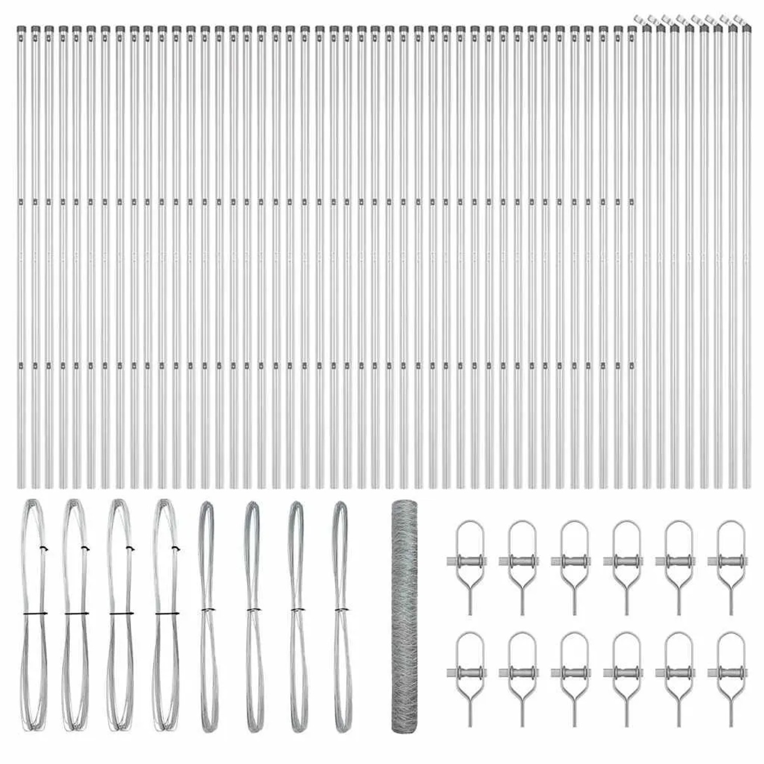 vidaXL Zaunpfosten Silber 100 x 1,2 m 50 mm Maschenweite Stahl 3353032 günstig online kaufen