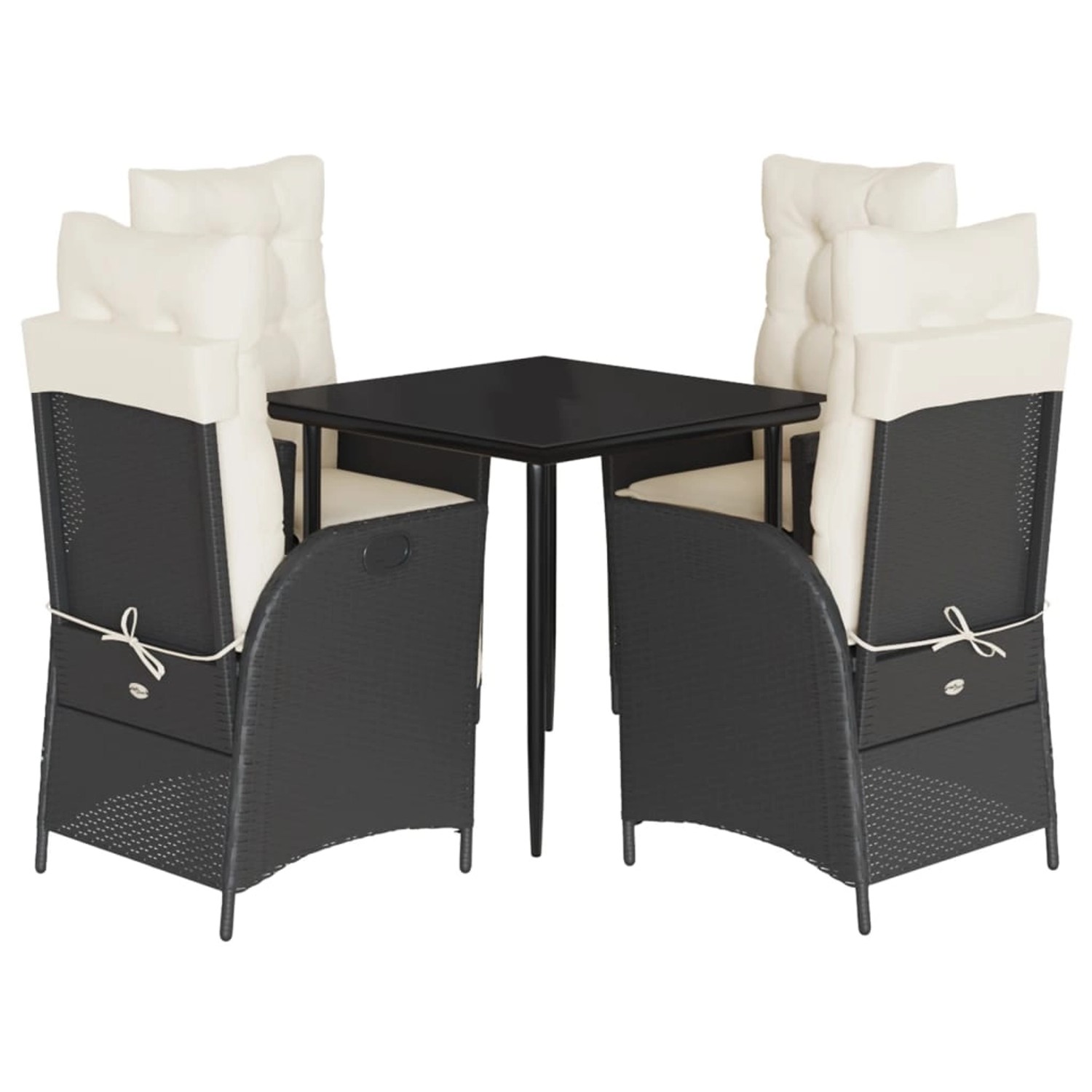 vidaXL 5-Tlg Garten-Essgruppe mit Kissen Schwarz Poly Rattan 3213156 günstig online kaufen