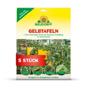 Neudorff Gelbtafeln groß, 5 Stück zur Schädlingserkennung im Gewächshaus und Wintergarten.
