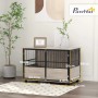 PawHut Hundekäfig/Hundebox (100x60x68cm) in Holzoptik mit Gittertüren. Stabil und elegant.