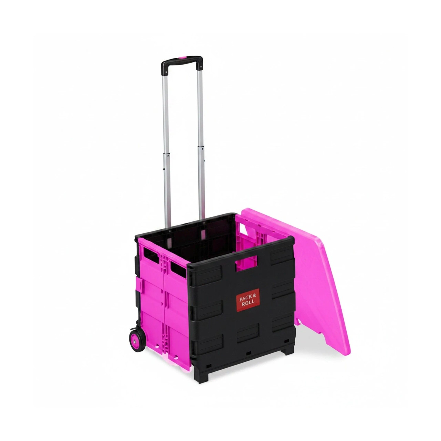 Relaxdays Einkaufstrolley Kunststoff Aluminium Pink Klappbar mit Deckel 99 cm x 45,5 cm x 37,5 cm 2,7 kg