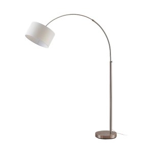 Lindby Stehlampe Bogenleuchte Railyn 9621369 Modern in Weiß aus Textil 1-flammig E27 Wohnzimmerleuchte