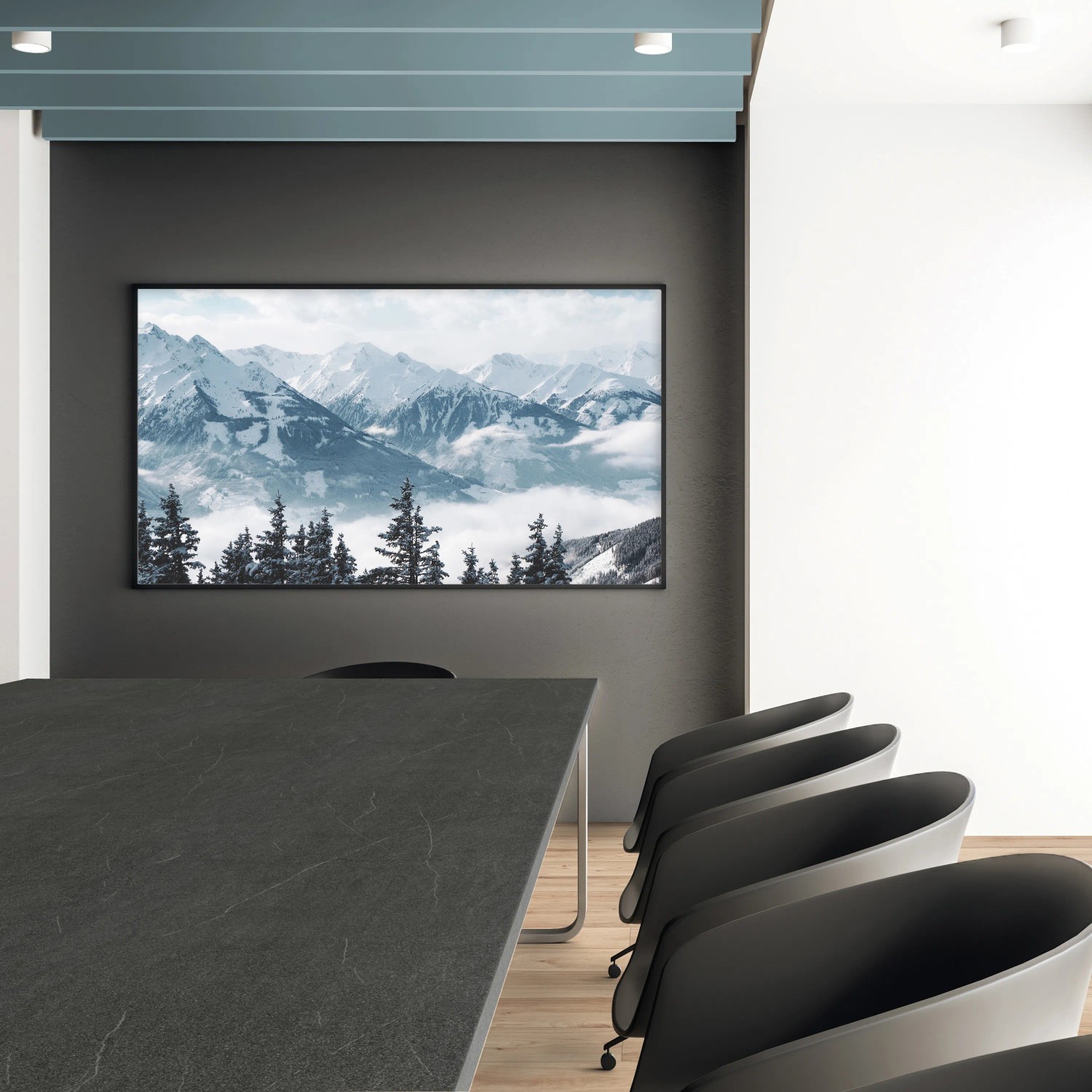 Kaindl Arbeitsplatte Torreano Anthrazit, 260x60x2,8 cm, in moderner Steinoptik.