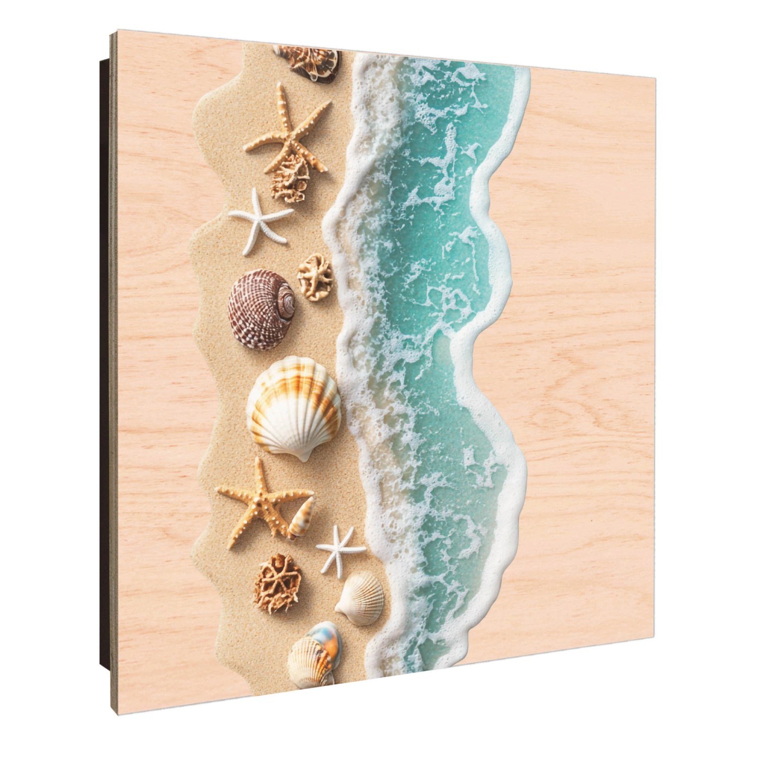 Banjado Schlüsselkasten Holz 30x30cm mit Strandparadies Motiv und 50 Haken.