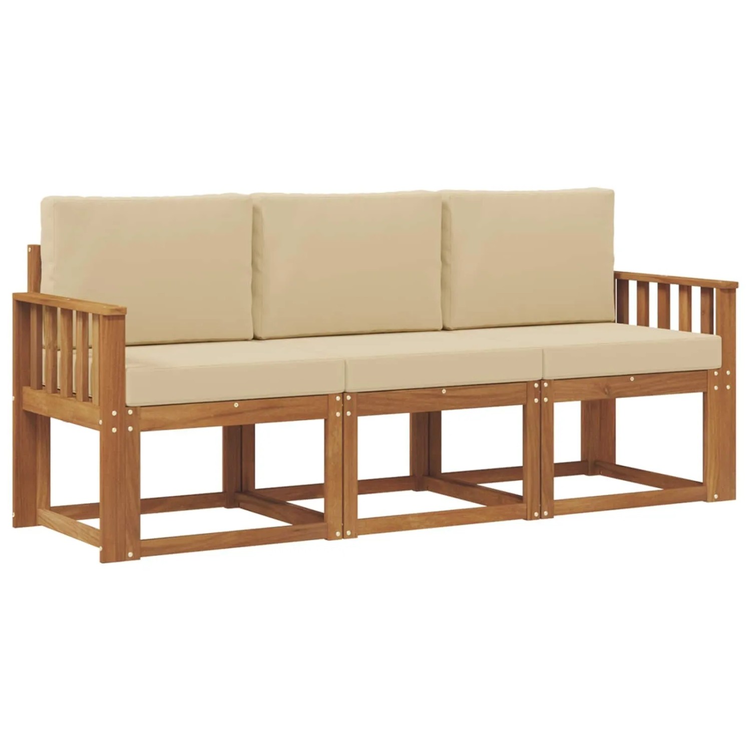 vidaXL Outdoor-Sofagarnitur mit Kissen 3 Stk Natur und Beige 3365936