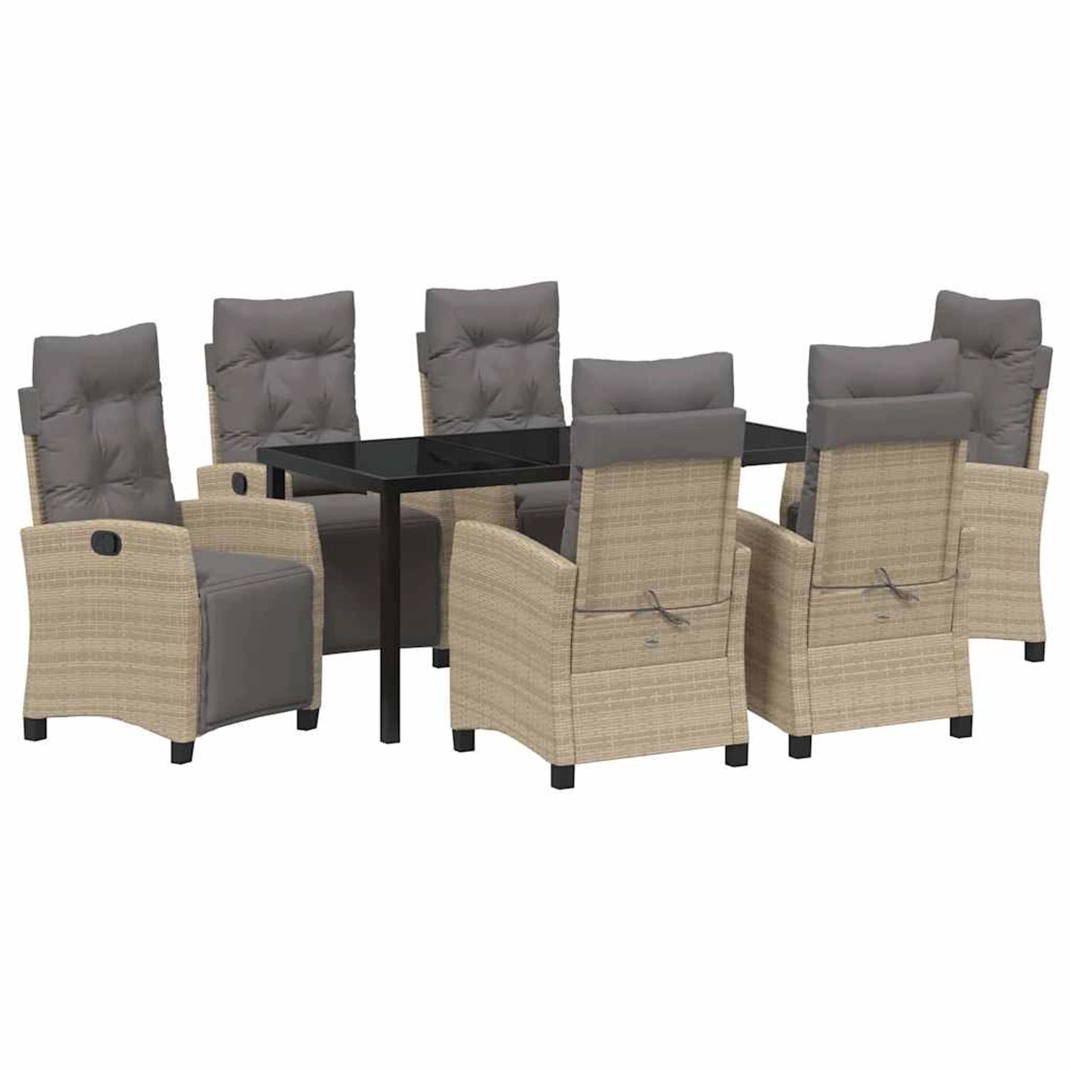 vidaXL Garten Essgruppe 7-Tlg Beige Poly Rattan 3380453 günstig online kaufen