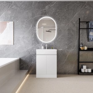 AICA LORENZA Badmöbel Set, 60 cm, mit Waschbecken und Unterschrank in Weiß Matt.