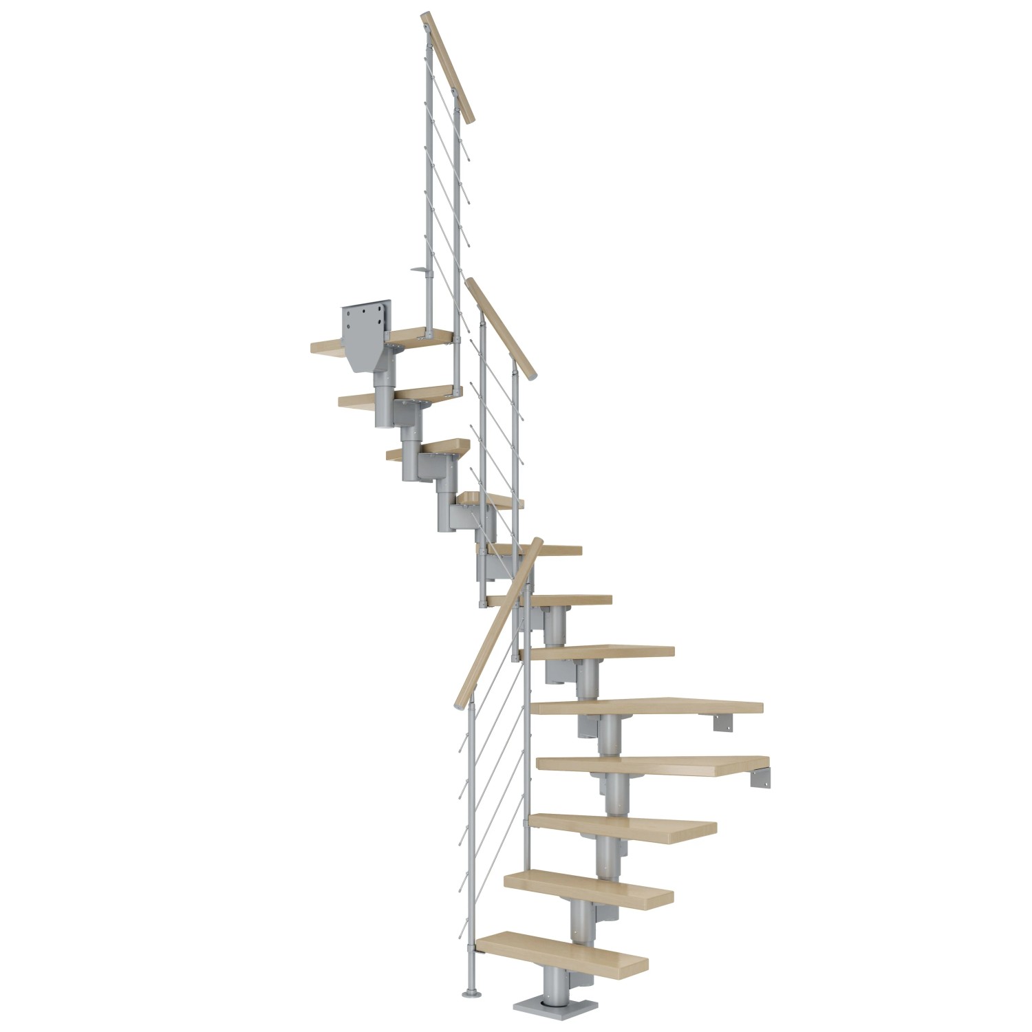Dolle Mittelholmtreppe Dublin Ahorn Perlgrau GH bis 337 cm 1/2 Gewendelt 75 günstig online kaufen
