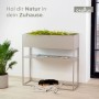 osoltus Pflanzkasten Raumteiler Cube, warmgraue Stahl-Konsole 80 cm. Mit Pflanzen oben, Ablage unten. Industrielles Design.