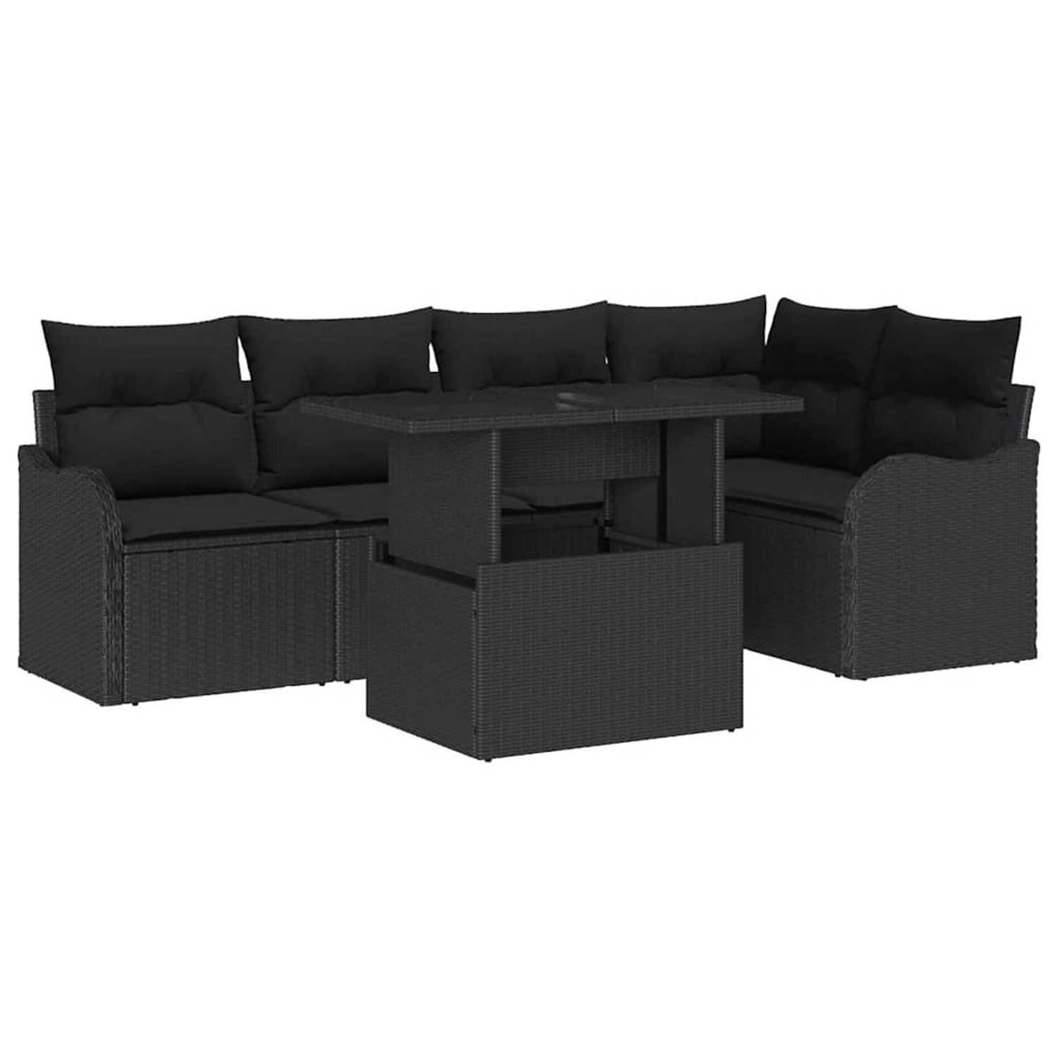 vidaXL 6-Teiliges Gartensofa-Set mit Kissen in Schwarz Poly Rattan 3348469 günstig online kaufen