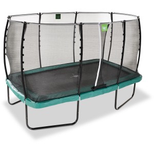Rechteckiges, grünes Gartentrampolin EXIT Allure Classic mit Sicherheitsnetz.