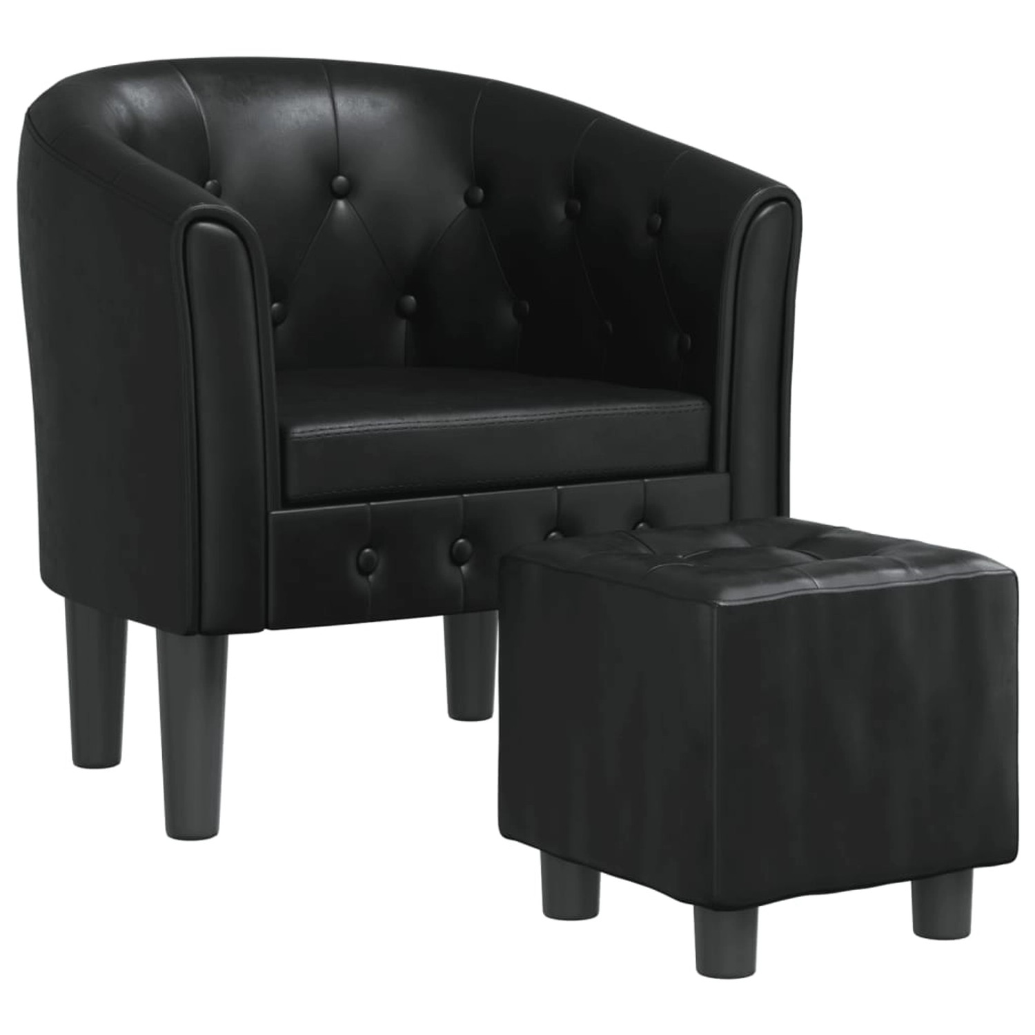 vidaXL Clubsessel mit Fußhocker Schwarz Kunstleder 356463 günstig online kaufen