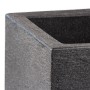 Anthrazitfarbener Pflanzkübel in Granitsteinoptik. Detailansicht des robusten, rechteckigen Blumenkastens aus Kunststoff.