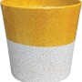 Übertopf Keramik Glänzend Gelb-Weiß 19,5 cm x 19,5 cm x 18 cm