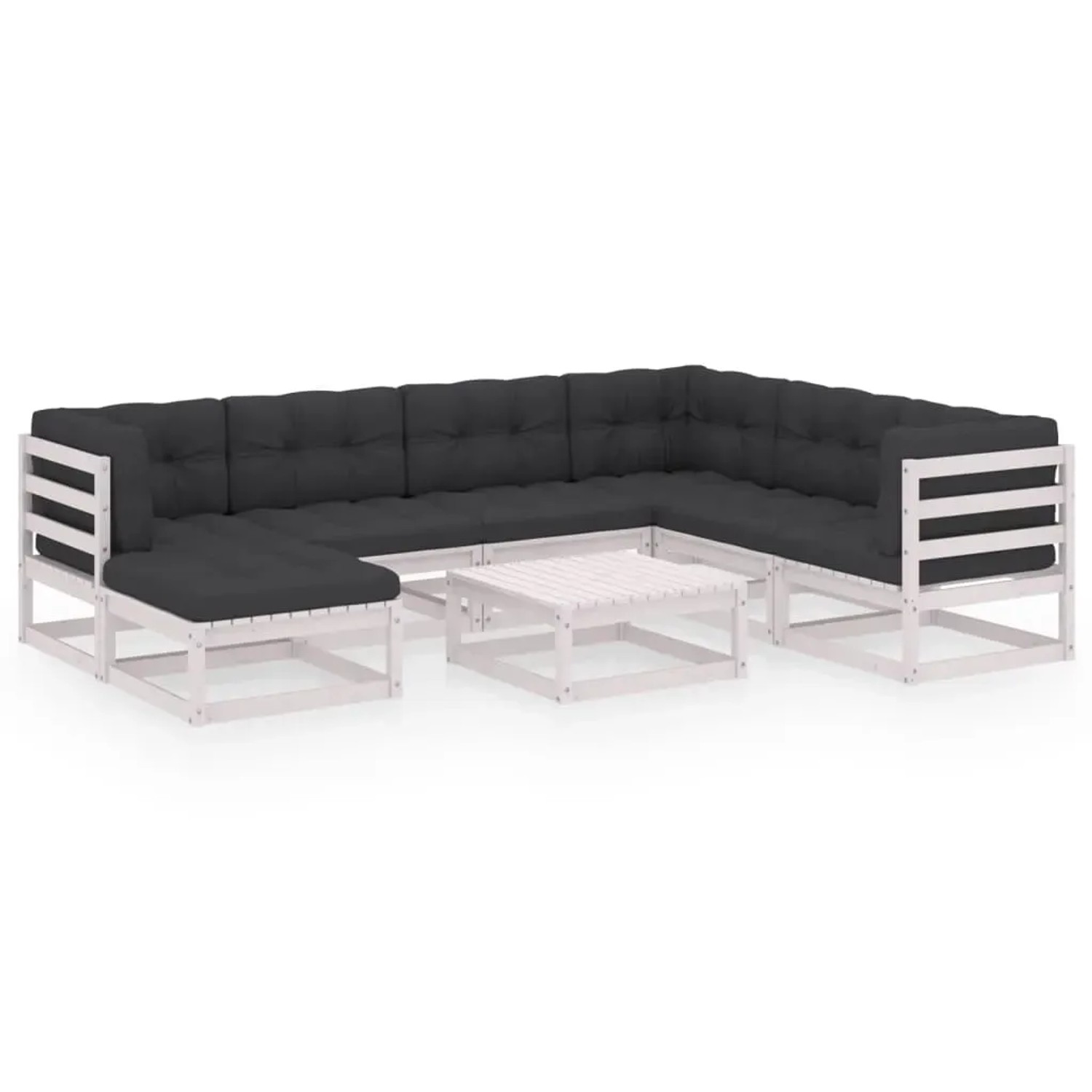 vidaXL 8-Tlg Garten-Lounge-Set mit Kissen Massivholz Kiefer 3076760