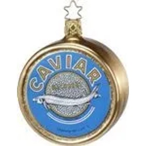 Inge`s Christmas Decor GmbH Christbaumschmuck Glas Kaviar Dose 8,5 cm Blau Gold