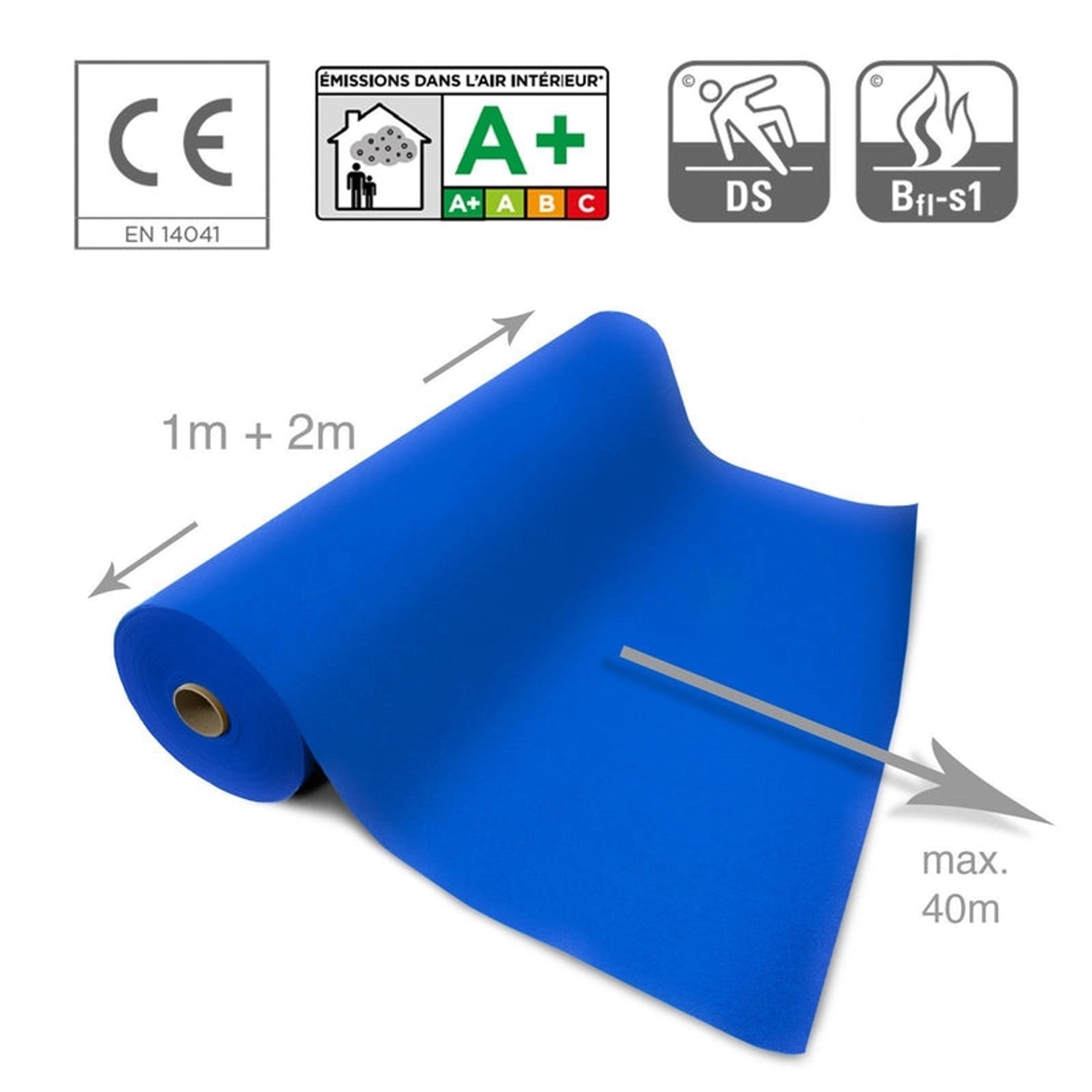 Royalblauer KARAT Messeteppich Sintra als Rollenware, individuell auf Maß zuschneidbar.