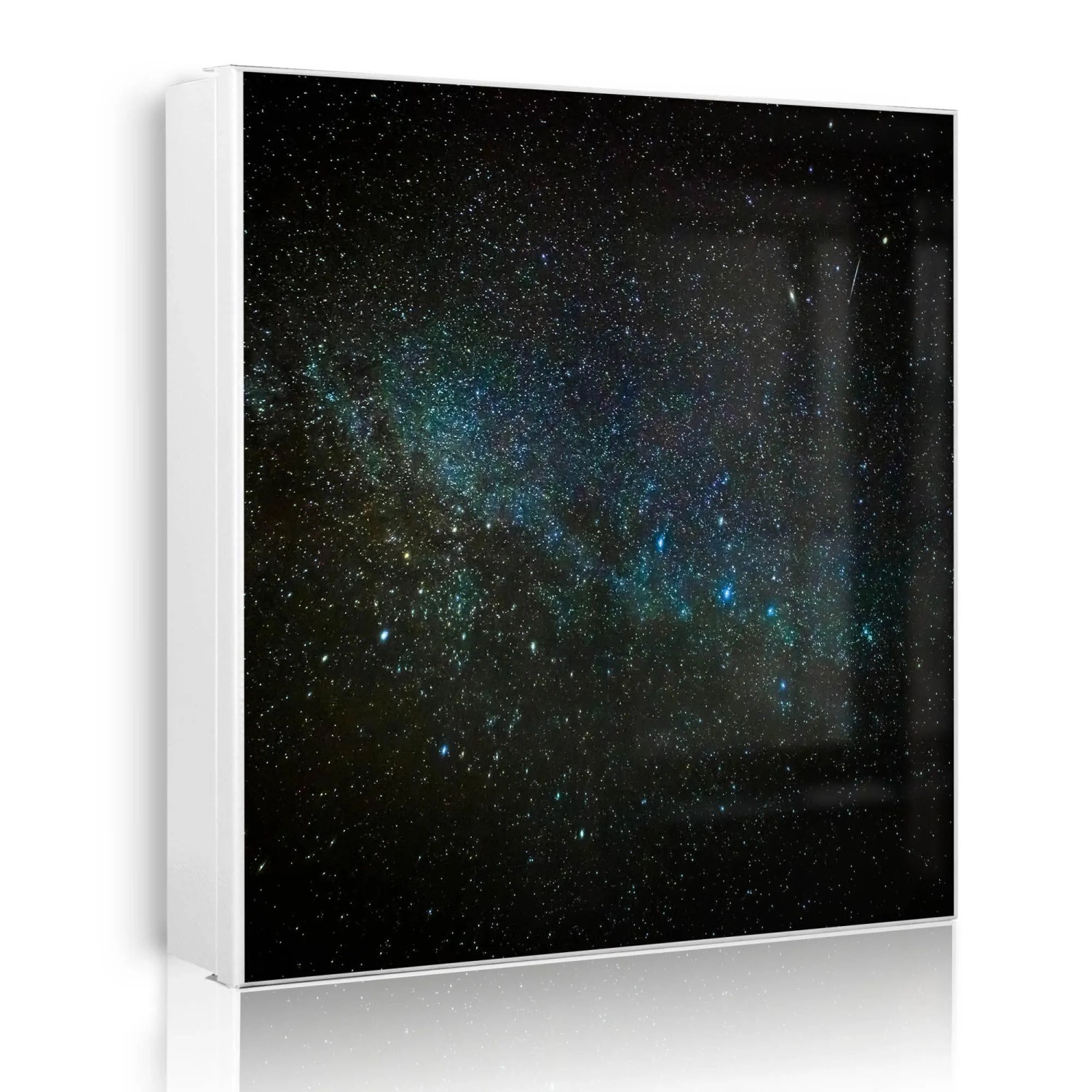 Banjado Großer Schlüsselkasten Metall 30x30cm Weiß Scharnier Links 50 Haken Beschreibbar Magnetisch Motiv Nachthimmel