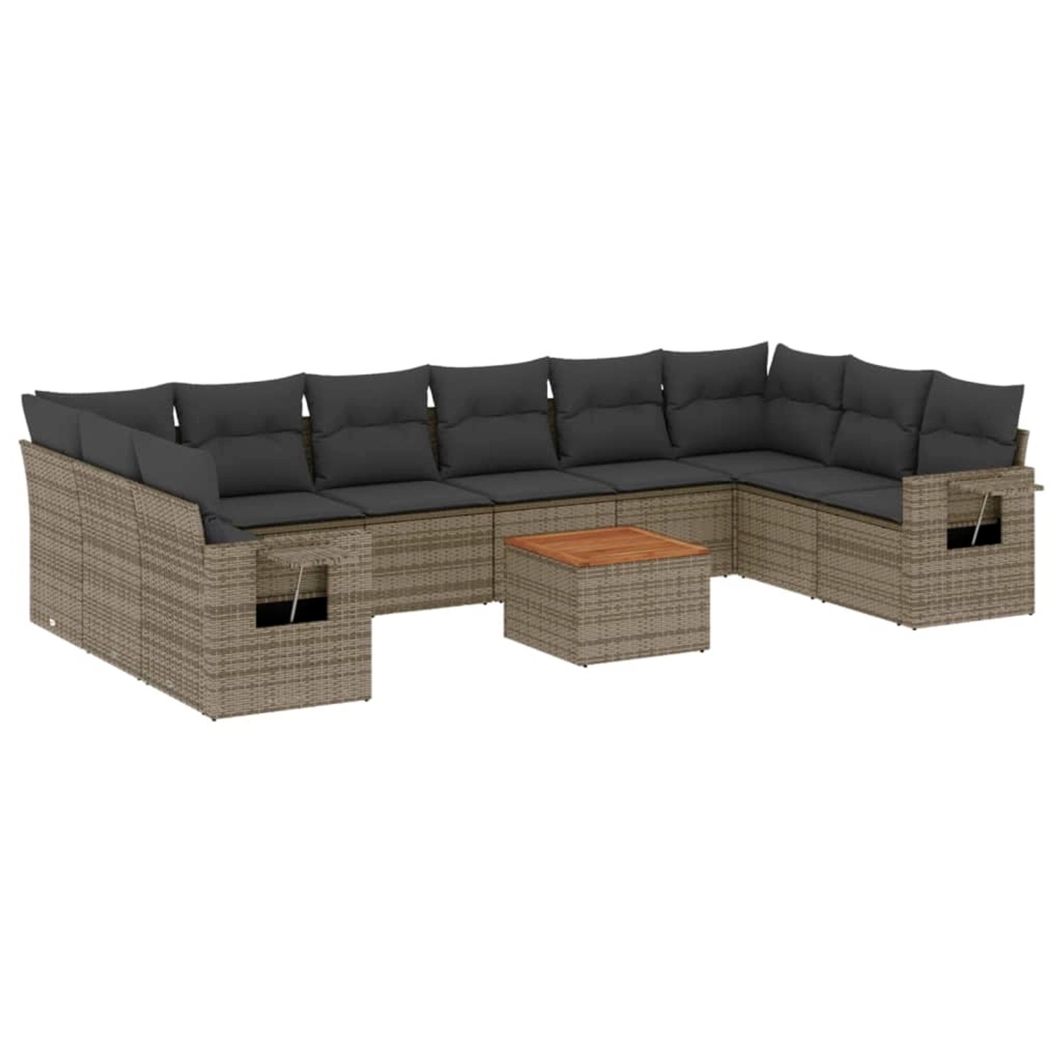 vidaXL 11-Tlg Garten-Sofagarnitur mit Kissen Grau Poly Rattan 3257068 günstig online kaufen