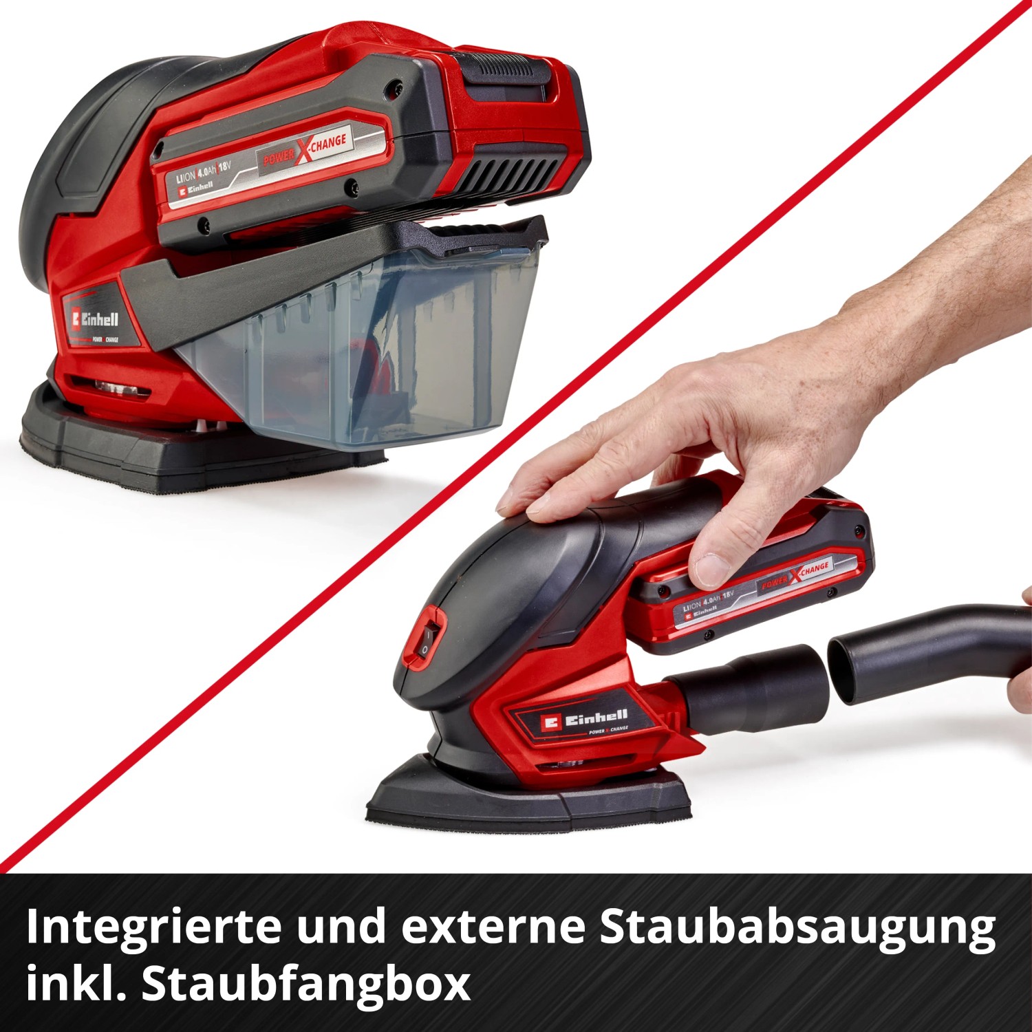Einhell Akku-Multischleifer TE-OS 18/150 Solo: Kompakte Schleifmaschine mit Staubabsaugung und Akku Power X-Change.