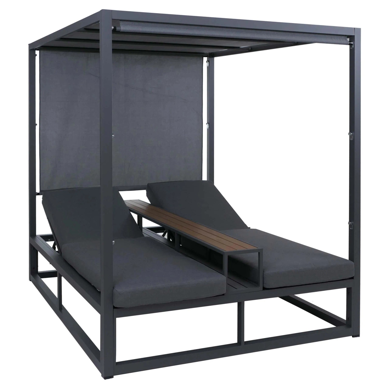 MCW Alu Lounge-Gartenliege P81 10cm-Polster 220g/m² 196x165x196cm Dunkelgrau Polster Dunkelgrau