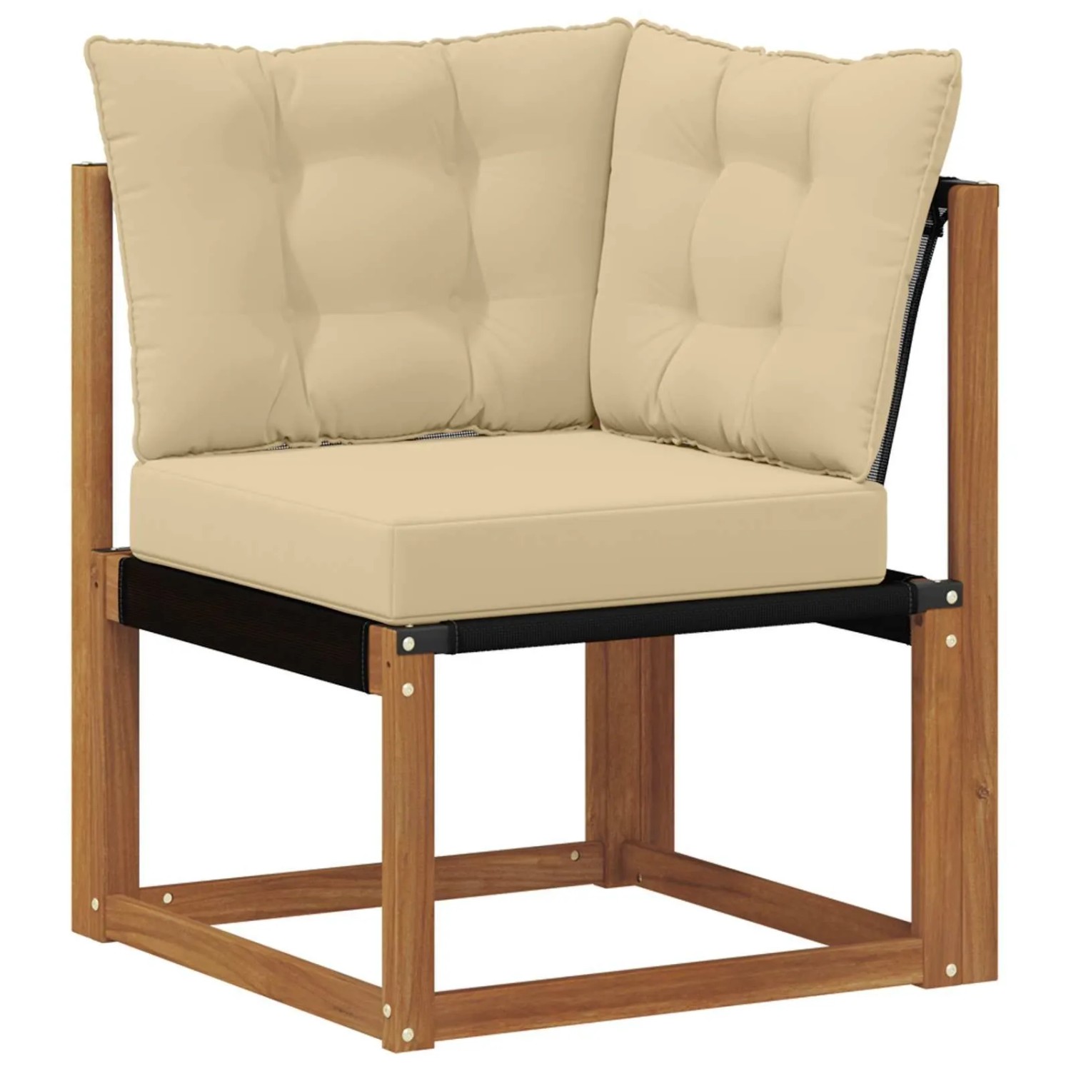 vidaXL Outdoor Ecksofa Massivholz Akazie und Textilene Stoff Natur 900604