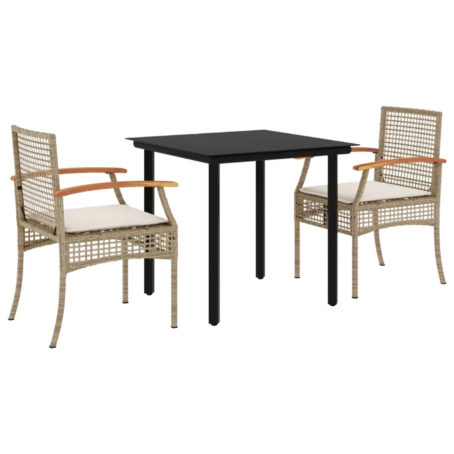 vidaXL 3-Tlg Garten-Essgruppe mit Kissen Beige Poly Rattan 3213631 günstig online kaufen