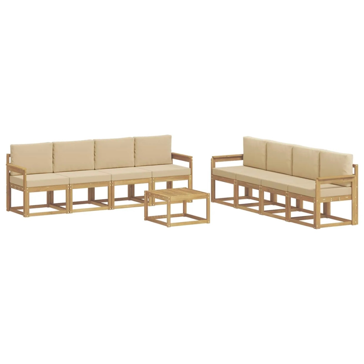 vidaXL Outdoor-Sofagarnitur mit Kissen 9-Tlg Weiß und Beige 3387412