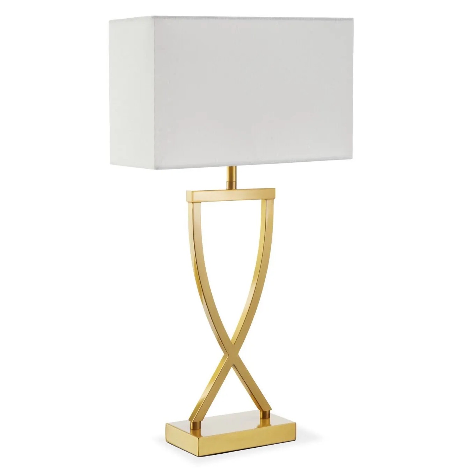 Tectake Tischleuchte Avina Modernes Design  Blendfreies Licht Beschichtetes Eisengestell  60 W Messingfarben 12 x 27 x 51 50 cm Messingfarben