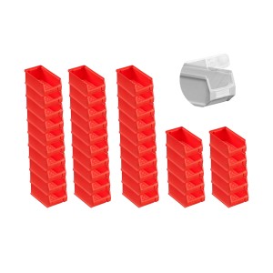 SuperSparSet: 40 rote Sichtlagerboxen 0,8L mit Abdeckung, ideal für Werkstatt und Lager.