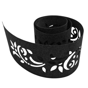 zaunzu Sichtschutz Vlies Floral, schwarzgrau, 2,55m. Dekorativer Einzelstreifen für Doppelstabmattenzäune.