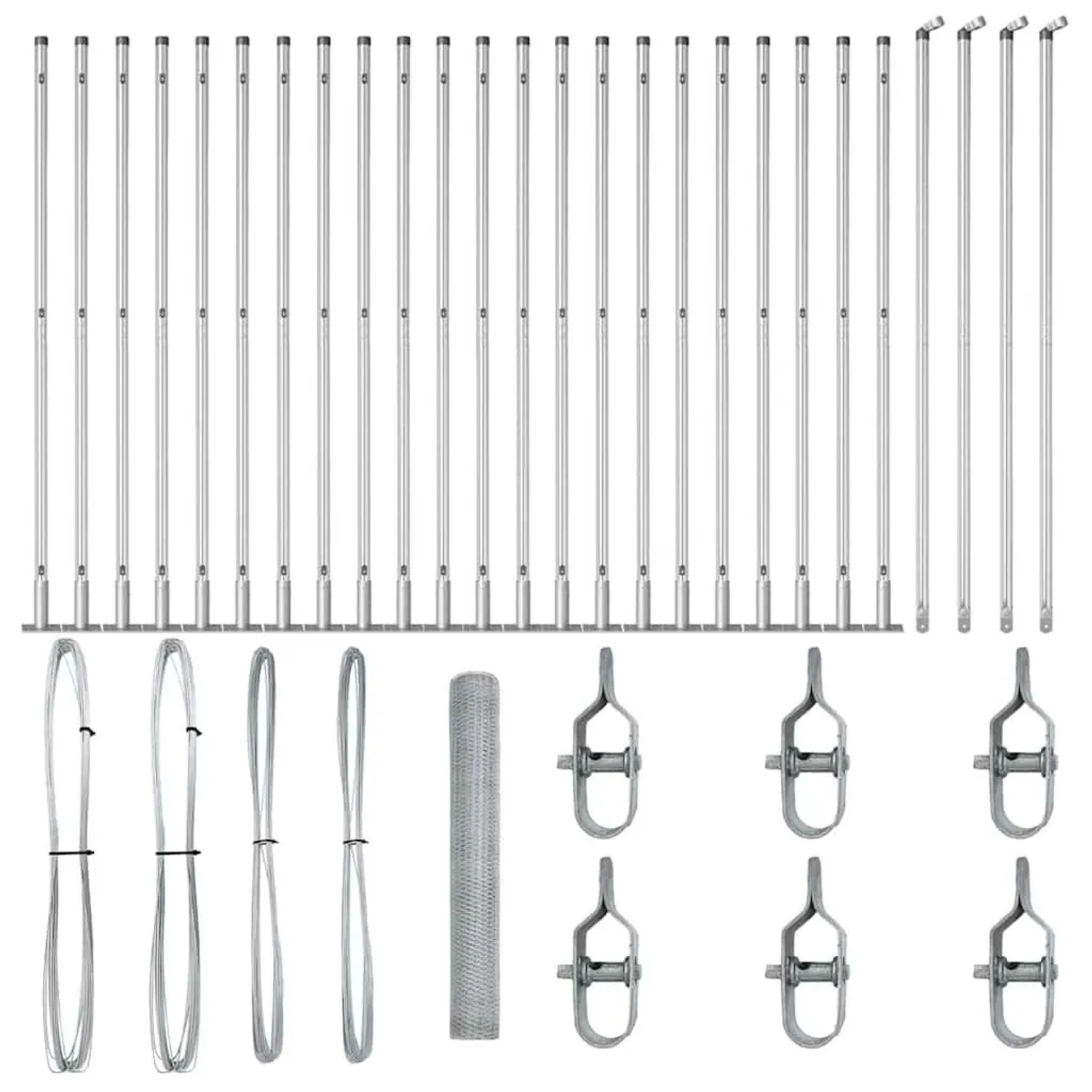 vidaXL Zaunpfosten Silber 50 x 1,2 m 13 mm Gitter Stahl 3353838 günstig online kaufen