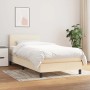 Cremefarbenes vidaXL Boxspringbett (90x190 cm) mit Matratze und Kopfteil.
