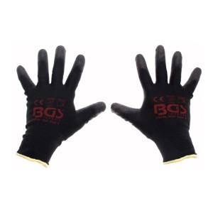 BGS Mechaniker Handschuhe, Größe 8 (M), schwarze PU-beschichtete Arbeitshandschuhe für Montage und Werkstatt.