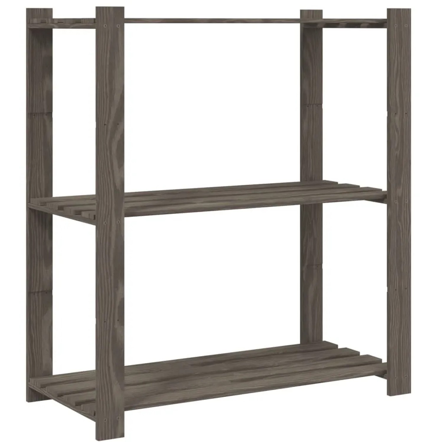 vidaXL Lagerregal mit 3 Böden Grau 80x38x90 cm Massivholz Kiefer 373386