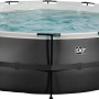Schwarzer Exit Black Leather Pool, ø 450x122 cm, mit Stahlrahmen, Sandfilterpumpe und Wasser.
