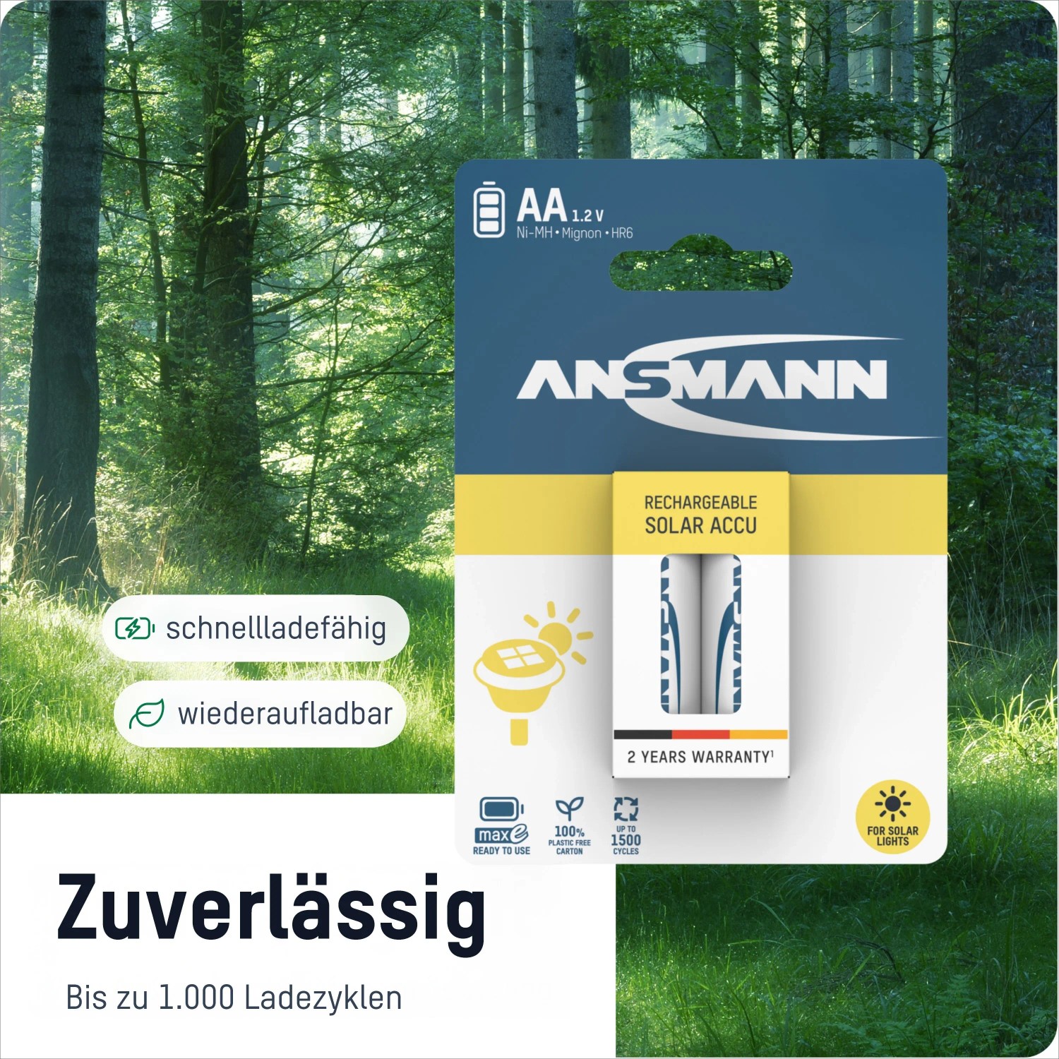 ANSMANN Akku AA Mignon 800 MAH 1,2V NiMH für Solarlampen 6 Stk Wiederaufladbar_4
