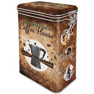 Nostalgische Vorratsdose "Coffee House" für Kaffee, Tee und mehr. Küchenhelfer im Retro-Design.