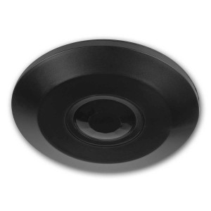 Schwarzer Kanlux WTN-Flat 360° Decken-Bewegungsmelder aus Kunststoff, geeignet für LED Lampen.