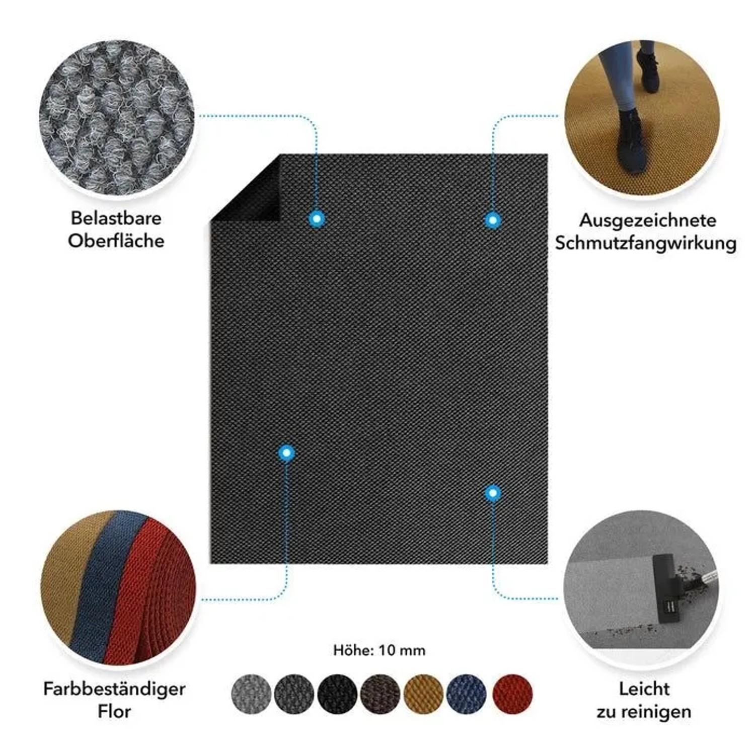 Floordirekt Schmutzfangmatte Hong Kong Extra Robust Rutschfest Grau 80 x 350 cm_5