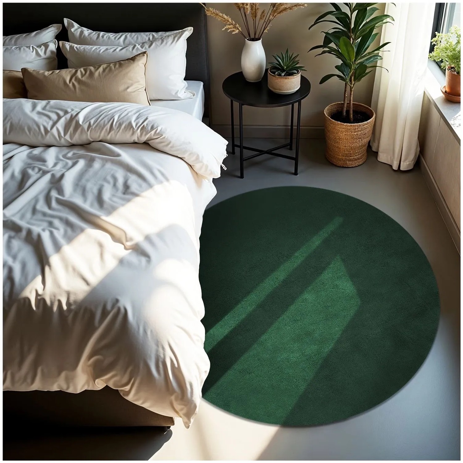 Tectake Kurzflorteppich Soft Zone Verschiedene Größen und Farben Flauschige Oberfläche  1630 G M² Florgewicht Ø 120 cm 120 x 120 x 1 50 cm Grün