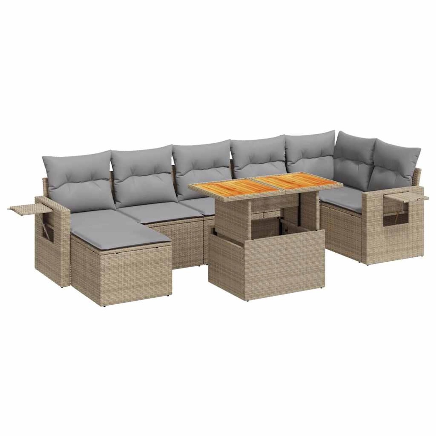 vidaXL 8-Tlg Garten-Sofagarnitur mit Kissen Beige Poly Rattan 3327181 günstig online kaufen