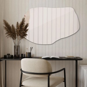 Tulup Wandspiegel Amorpher Spiegel 100x65 cm Design Wandspiegel Oval Schminktisch Spiegel Garderobenspiegel