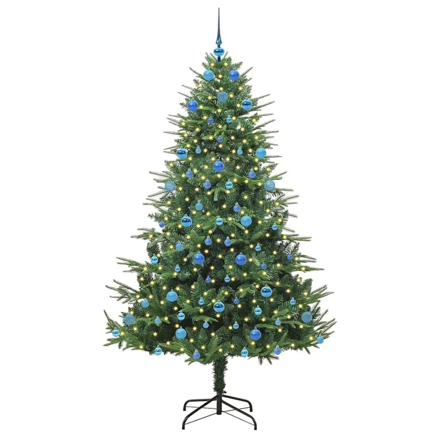 vidaXL Künstlicher Vorbeleuchteter Weihnachtsbaum mit Kugelset Grün 3395364