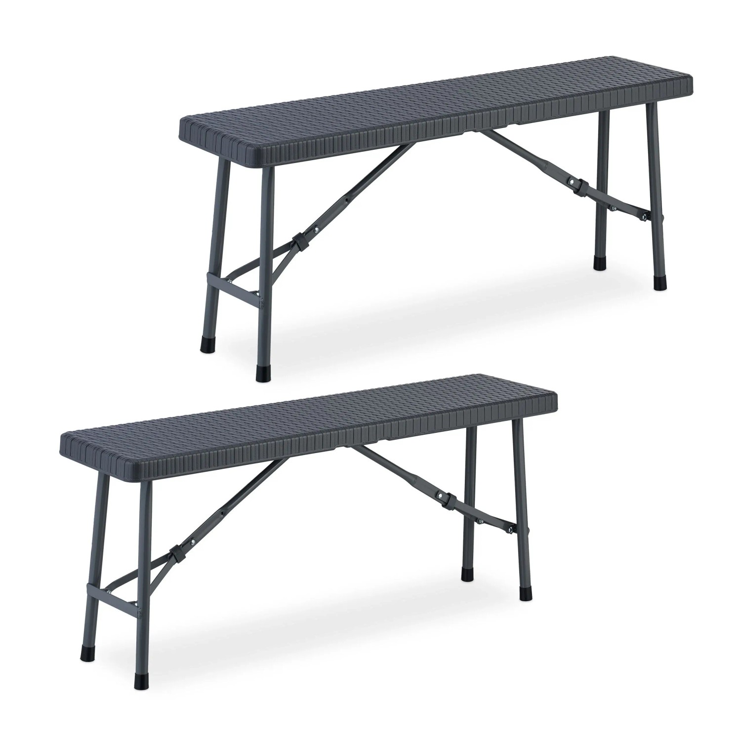 Relaxdays Bierbank 2er Set Kunststoff Stahl Grau Klappbar 42 cm x 102 cm x 25 cm