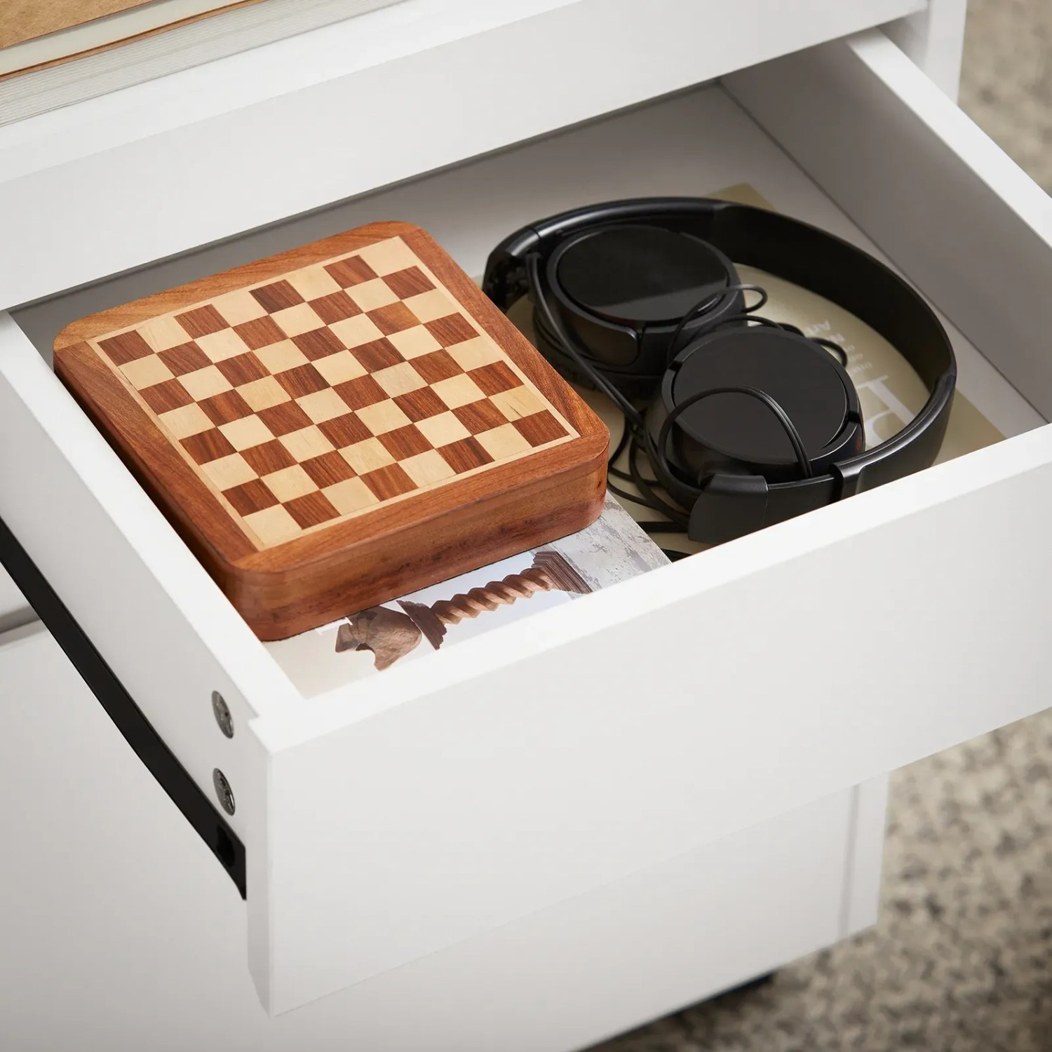 SoBuy Aktenschrank mit 2 Schubladen Beistellwagen für Schreibtisch Nachttisch mit Rollen FBT121-W_6