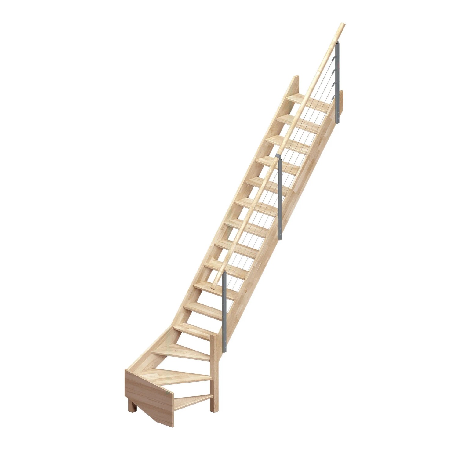 Dolle Raumspartreppe Brest Eiche unbehandelt 1/4gew. rechts unten FSC®